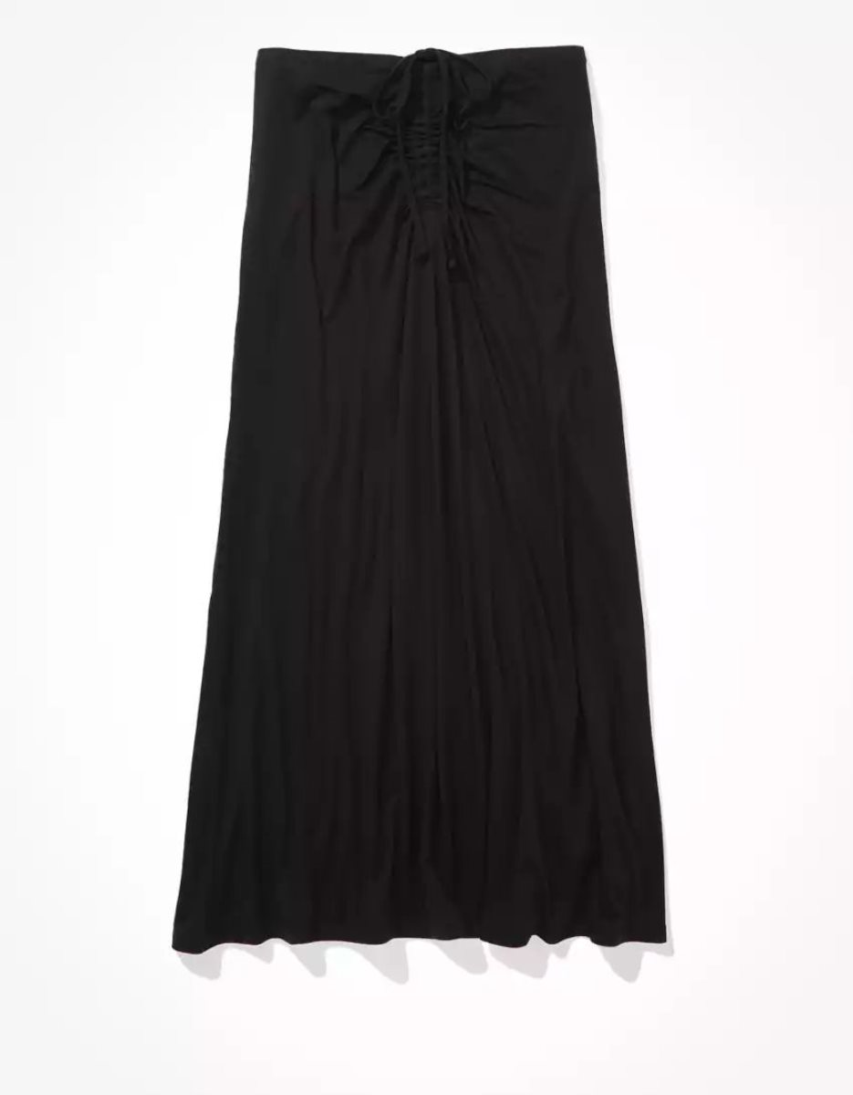 Jupes American Eagle AE Ruched Midi Noir Femme | JAN-05075829